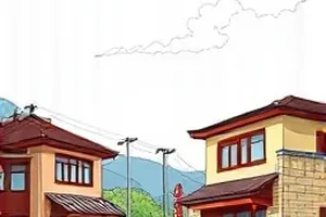 静态雷暴：乌云压顶的城郊上空与静止的电线杆